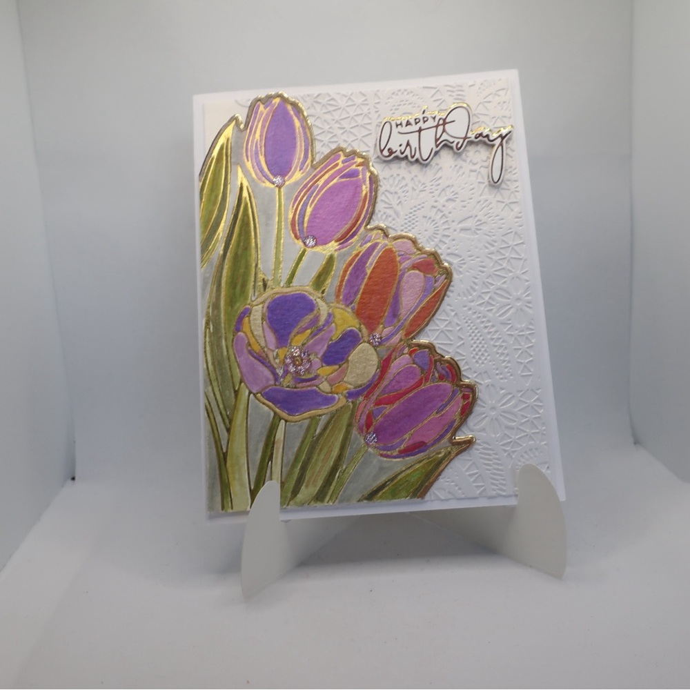 Purple and Pink Tulip Birthday Card Design